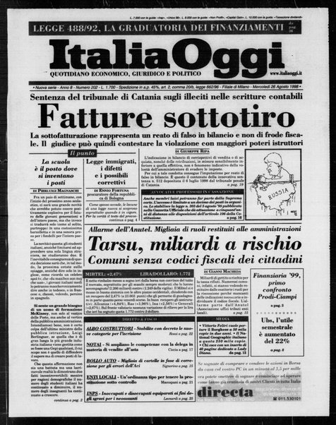 Italia oggi : quotidiano di economia finanza e politica